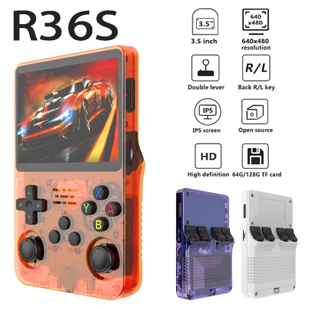 image-128GB R36S Handheld Game Console, 3.5 Inch IPS Screen, 20000+ Games,Video Games
