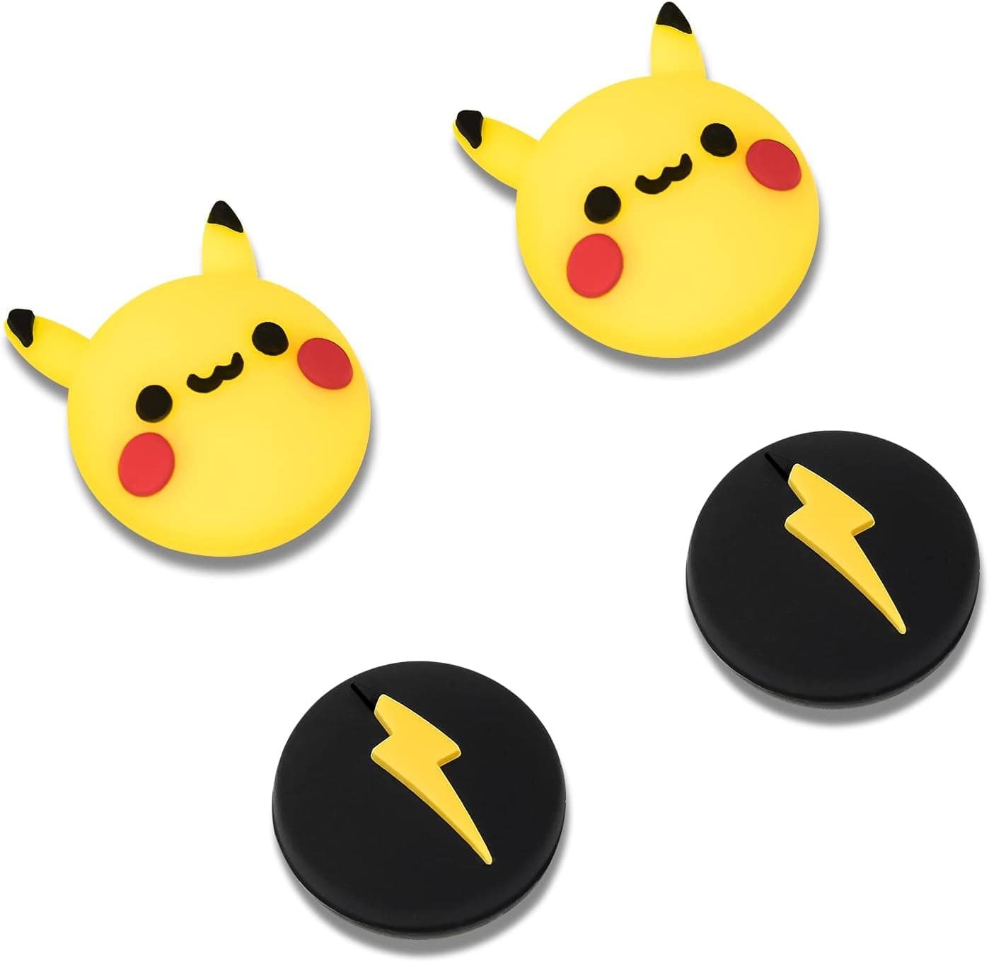 image-DLseego Thumb Grip Caps Compatible with Switch & Lite & OLED, Cute Joystick Caps Soft Silicone Protective Stick Cover 3D Analog 4PCS Grip Buttons for Joy Con Console Controller - Pikachu and Flash