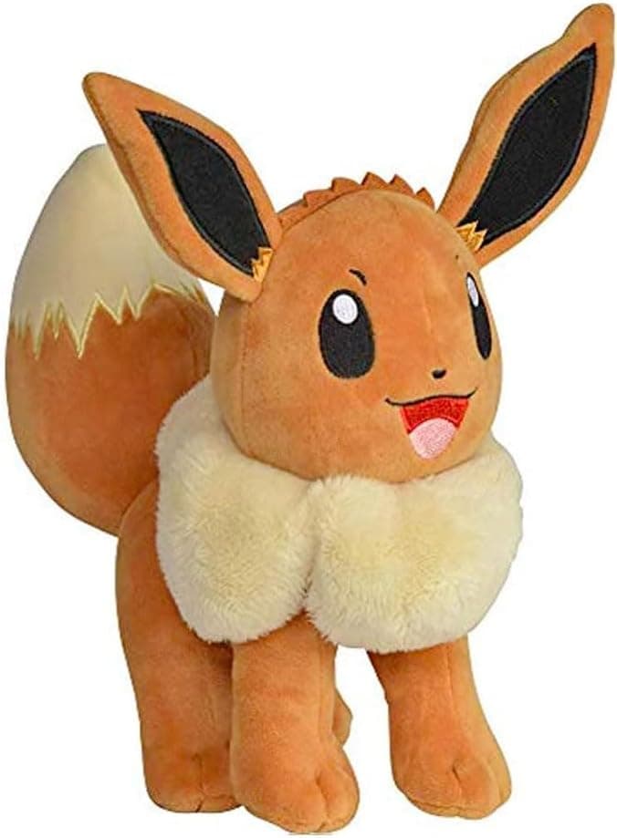 image-Pokemon 8 Eevee Plush - Officially Licensed - Lets Go Starter Figure - Authentic Soft Stuffed Animal Toy - Gift for Kids, Boys, Girls - 2+