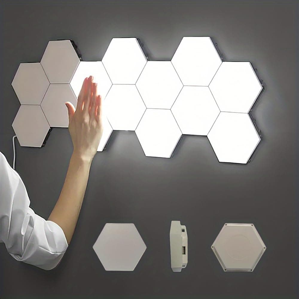 image-YXQUA Hexagon Lights, Minimalist White Touch Night Light
