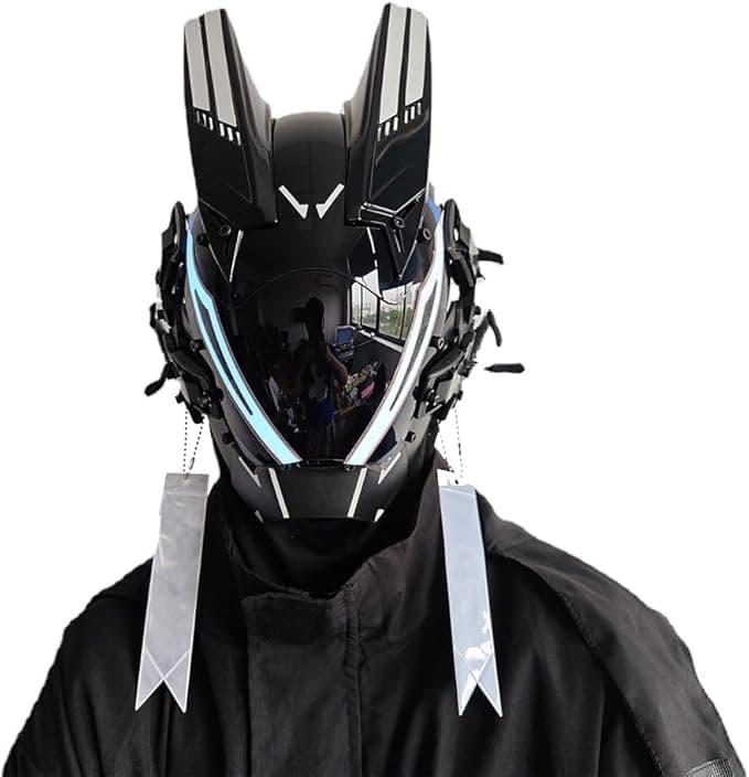 image-KYEDAY Punk Mask for Men,LED Mask for Women,Futuristic Punk Techwear, Cosplay Halloween Fit Party Music Festival Accessories