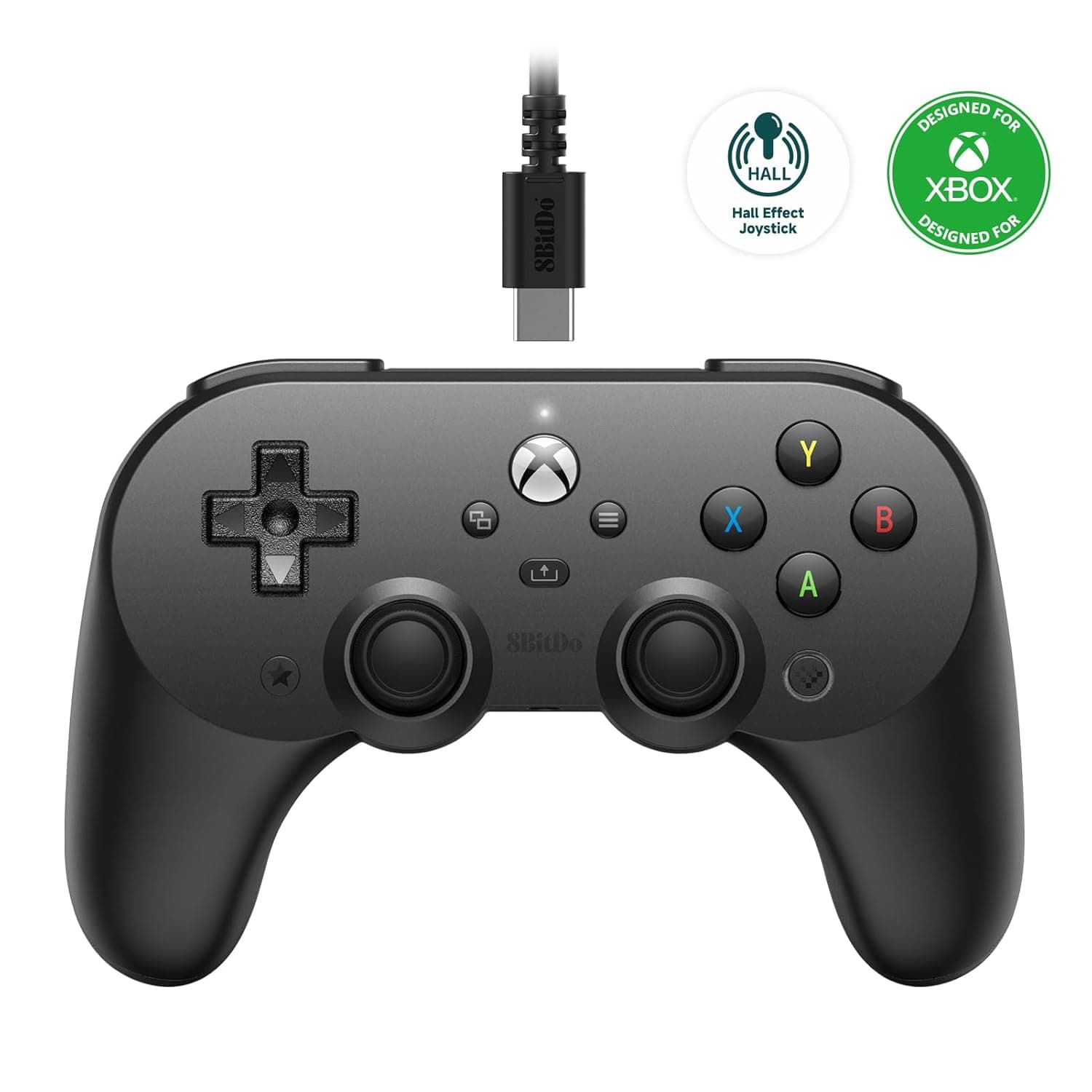 image-8Bitdo Pro 2 Wired Controller for Xbox, Hall Effect Joysticks and Hall Triggers, 3.5mm Audio Jack, Compatible with Xbox Series X|S, Xbox One, Windows 10/11 - Officially Licensed (Black)