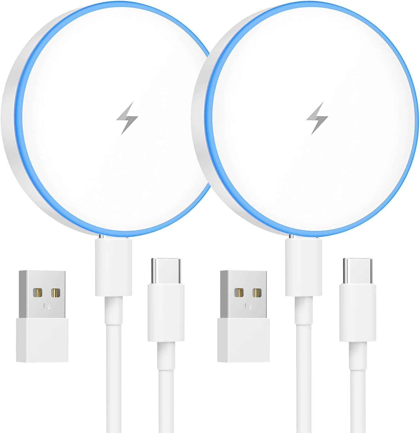 image-MagSafe Charger 2 Pack 15W Magnetic Wireless Charger Fast Charging Pad Compatible with iPhone 16/15/14/13/12 Series & AirPods 3/2/Pro Magnetic MagSafe Charging Pad with Dual Ports