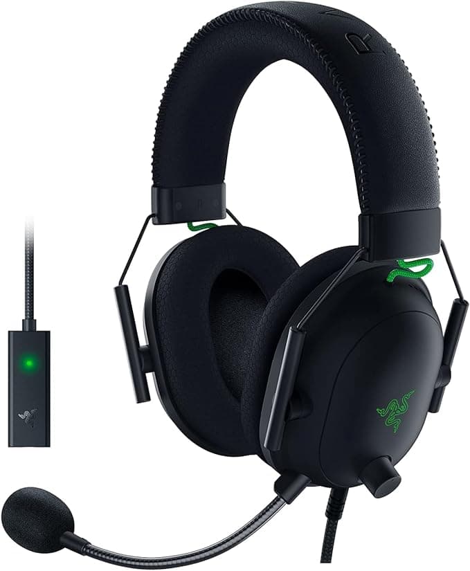 image-Razer BlackShark V2 Gaming Headset: THX 7.1 Spatial Surround Sound - 50mm Drivers - Detachable Mic - for PC, PS4, PS5, Switch, Xbox One, Xbox Series X|S - 3.5mm Audio Jack & USB DAC - Black