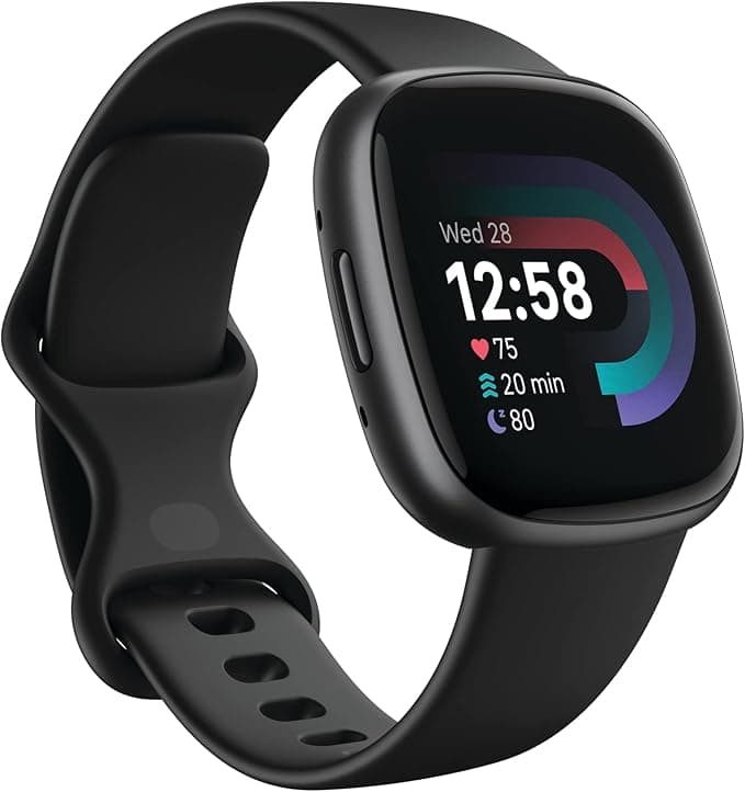 image-Fitbit Versa 4 Fitness Smartwatch with Daily Readiness, GPS, 24/7 Heart Rate, 40+ Exercise Modes, Sleep Tracking and more, Black/Graphite, One Size (S & L Bands Included)