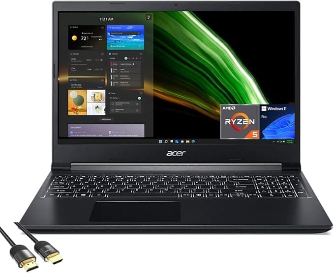 image-Acer acer Aspire 7 Laptop, 15.6 FHD Display, AMD Ryzen 5 5500U(Beats i7-11370H), GeForce GTX 1650, 32GB RAM, 2TB PCIe SSD, Backlit KB, Keypad, WiFi 6E, USB-C, RJ45, HDMI, PDG HDMI Cable, Win 11 Pro