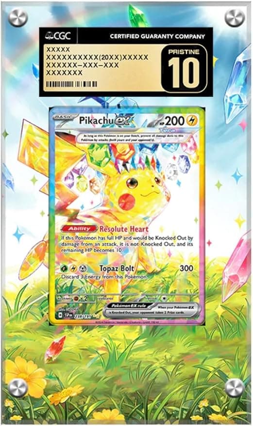 image-Frame Compatible with Pokémon Pikachu Ex - Surging Sparks - Pokémon CGC Extended Artwork Protective Card Display Case