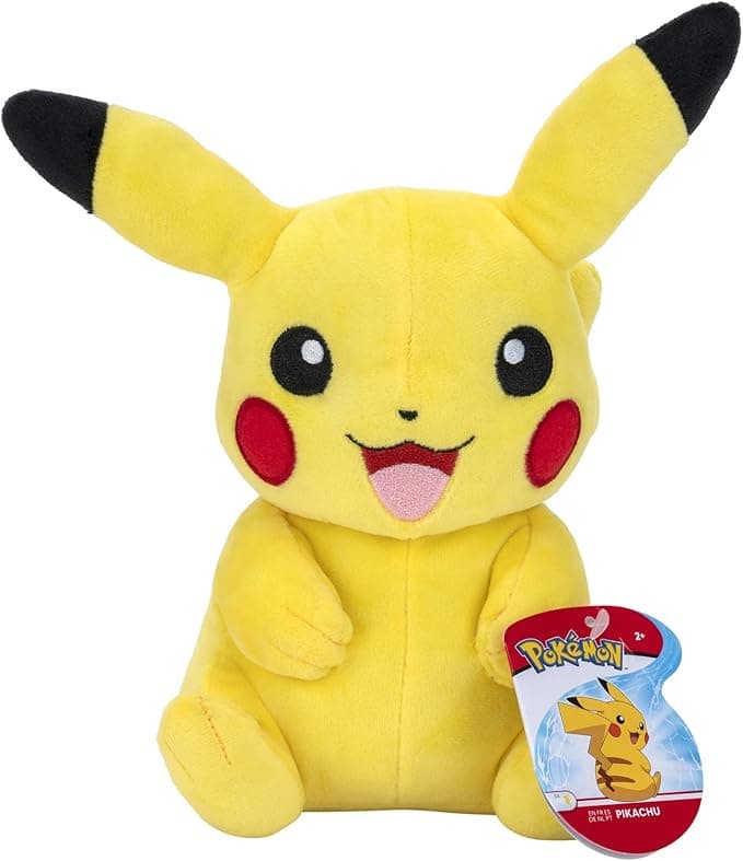 image-Pokemon Pikachu Plush - 8-Inch Soft Plush with Authentic Details