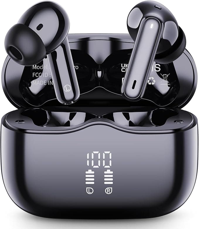 image-Wireless Earbuds, Bluetooth 5.4 Headphones in Ear with 4 ENC Noise Cancelling Mic, New Wireless Earphones HiFi Stereo Deep Bass 40H Playtime, In-Ear Bluetooth Earbuds LED Display IP7 Waterproof, USB-C