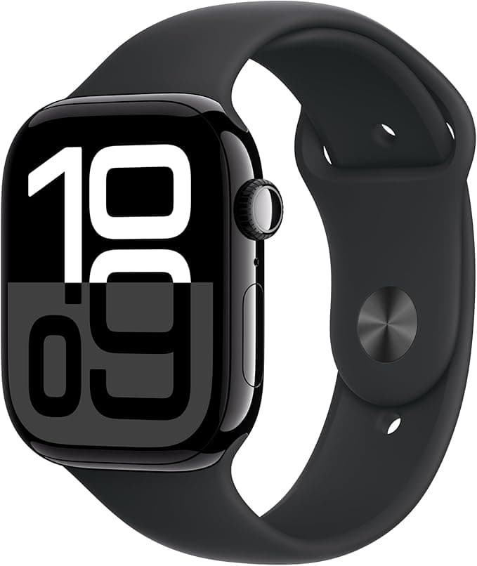 image-Apple Watch Series 10 [GPS 46mm case] Smartwatch with Jet Black Aluminium Case with Black Sport Band - M/L. Fitness Tracker, ECG App, Always-On Retina Display, Water Resistant