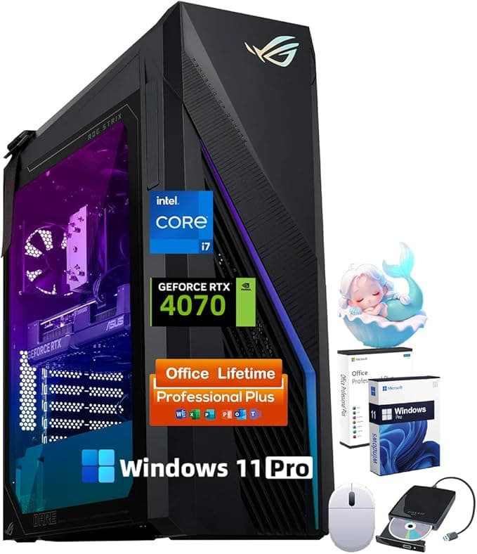 image-ASUS ROG-g16ch Gaming Desktop Tower - NVIDIA GeForce RTX 4070 Dual Intel i7-13700KF Up to 5.4 GHz(16-Core,24-Thread) Windows 11 Pro & Office License 32GB RAM, 1TB SSD, 2TB HDD