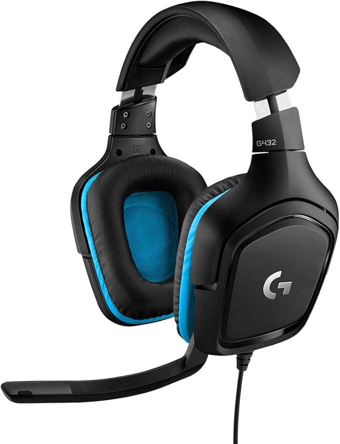 image-Logitech G432 Wired Gaming Headset, 7.1 Surround Sound, DTS Headphone:X 2.0, Flip-to-Mute Mic, PC (Leatherette) Black/Blue