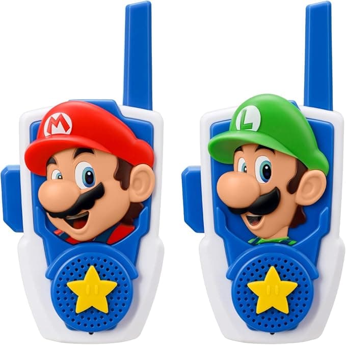 image-Super Mario Bros Walkie Talkies Kids Toys, Long Range, Two Way Static Free Handheld Radios, Designed for Indoor or Outdoor Games for Kids Aged 3 and Up