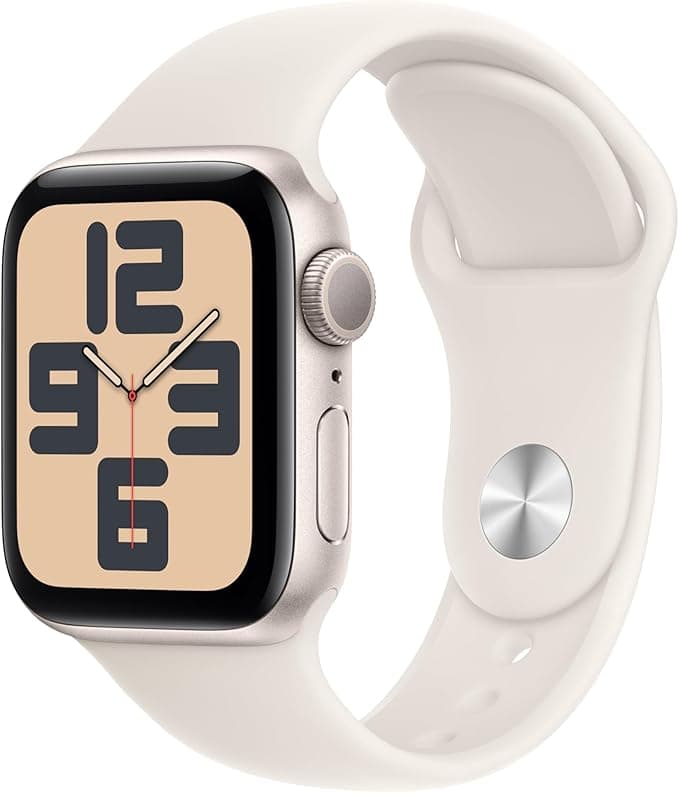 image-Apple Watch SE (2nd Gen) [GPS 40mm] Smartwatch with Starlight Aluminum Case with Starlight Sport Band S/M. Fitness and Sleep Trackers, Crash Detection, Heart Rate Monitor, Retina Display