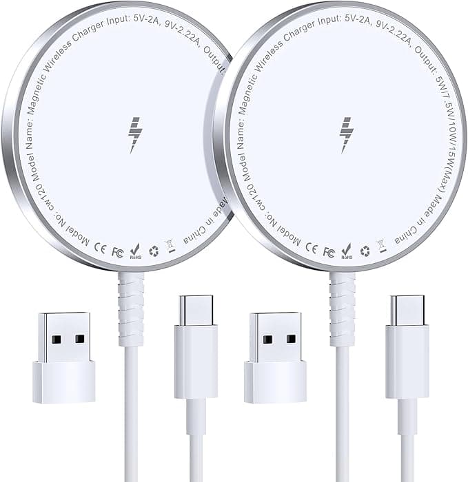 image-For MagSafe Charger: Magnetic Wireless Charging Pad for iPhone 16 15 14 13 12 Series & AirPods 4-2 Pro, Strong Magnet, Aluminum Alloy, USB-C/A Ports, Ultra-Thin & Portable, Ideal for Desk & Bedside