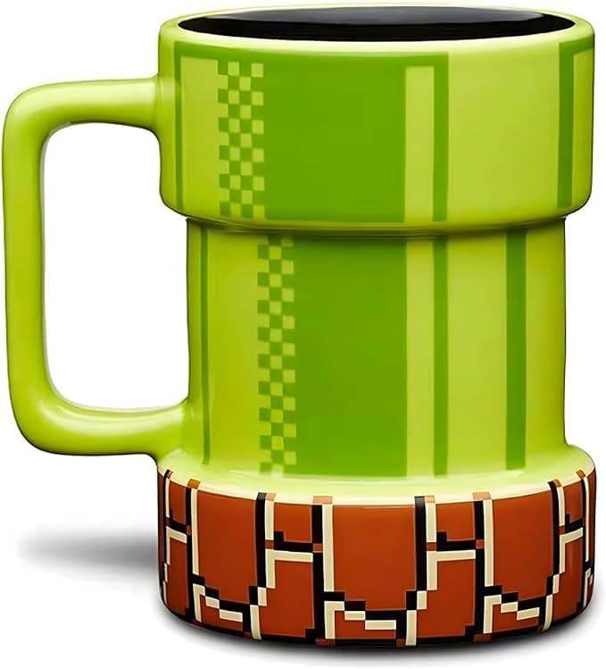 image-Super Mario Warp Pipe Mug Ceramic Coffee Mug Gift for Gamers, Fathers, Coffee Enthusiasts, for Cappuccino, Latte or Hot Tea, 15 Oz, Green