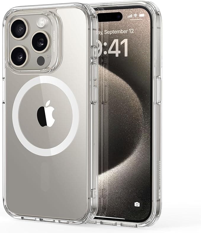 image-ESR for iPhone 15 Pro Case, Compatible with MagSafe, Military-Grade Protection, Yellowing Resistant, Scratch-Resistant Back, Magnetic Phone Case for iPhone 15 Pro, Classic Series, Clear