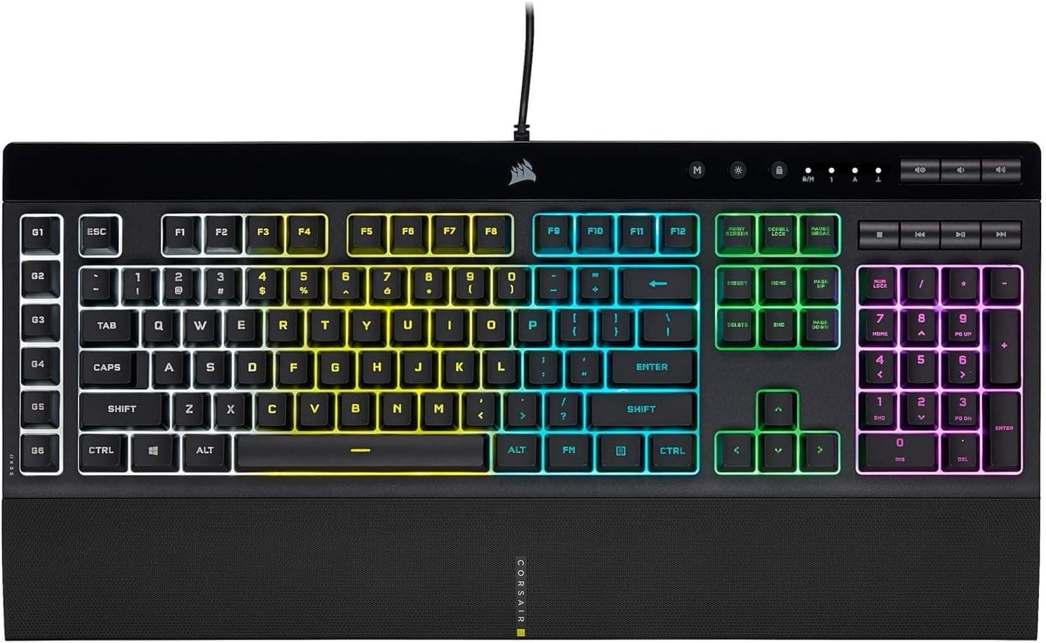 image-Corsair K55 RGB PRO Membrane Wired Gaming Keyboard – IP42 Dust and Spill-Resistant – 6 Macro Keys with Elgato Integration – iCUE Compatible – QWERTY NA – PC, Mac, Xbox – Black