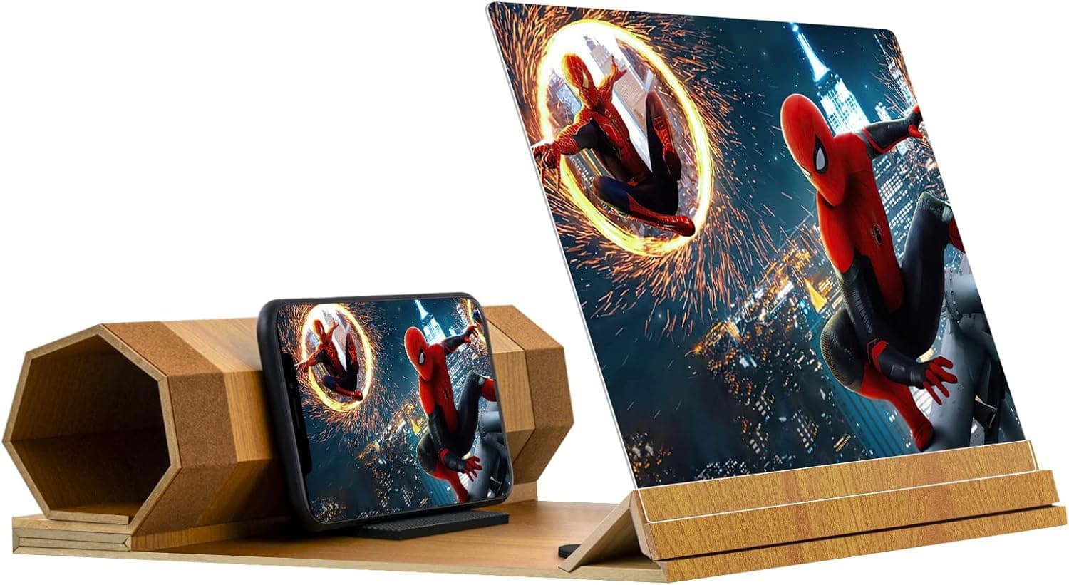 image-14 inches Screen Magnifier for Smartphone, Mobile Phone 3D Magnifier Screen Expanders for Movies and Gaming
