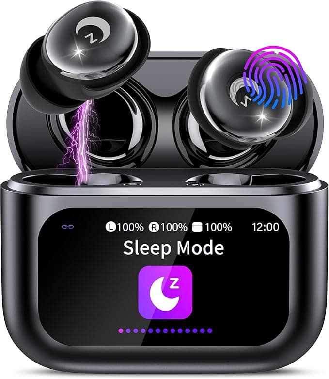 image-Sleep Earbuds Bluetooth 5.4 in Ear Light-Weight Headphones, 48H Smart Touch Screen Ear Buds, Mini Sleep Headphones Small Design for Side Sleepers, Clear Calls Earphones, 5 EQ Modes, IPX7, Black