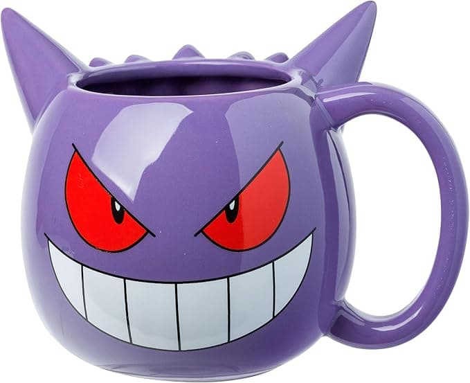 image-Silver Buffalo Pokemon Ceramic 3D Sculpted Mug Featuring Gengar, 20 Ounces