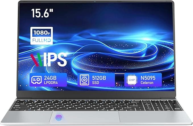 image-Gaming Laptop,15.6 inch Laptop Computer, Laptops Celeron N5095 Processor, 24GB DDR4 512GB SSD, FHD 1920 * 1080 Display,180 Angle Opening,Backlit Keyboard,Mini-HDMI,Traditional Computers