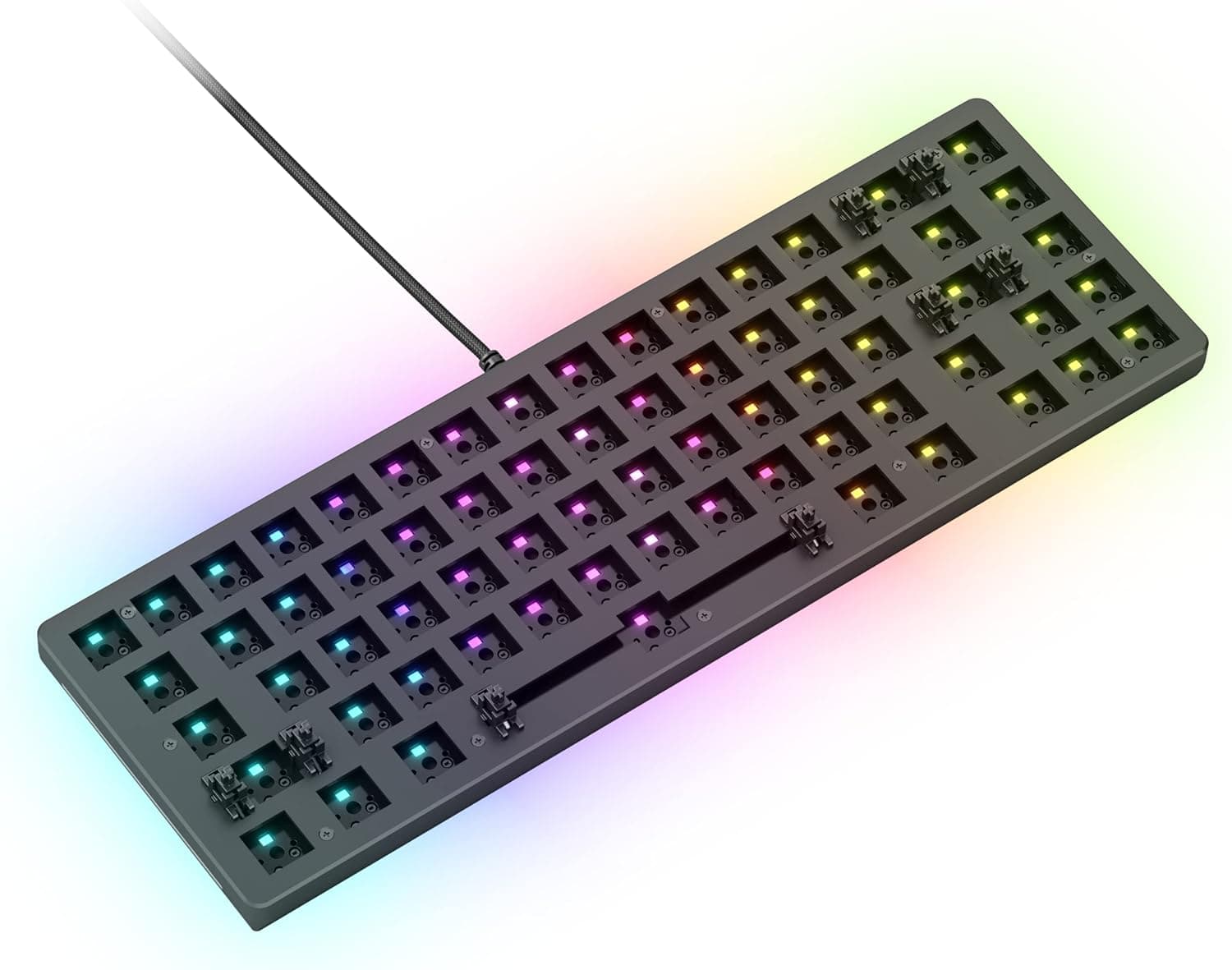 image-Glorious Gaming GMMK 2 Compact 65% Barebones (Frame Only) - Mechanical Gaming Keyboard Frame, Compact TKL Size (65%), Aluminium, Customisable, Per Key RGB, American QWERTY Layout - Black