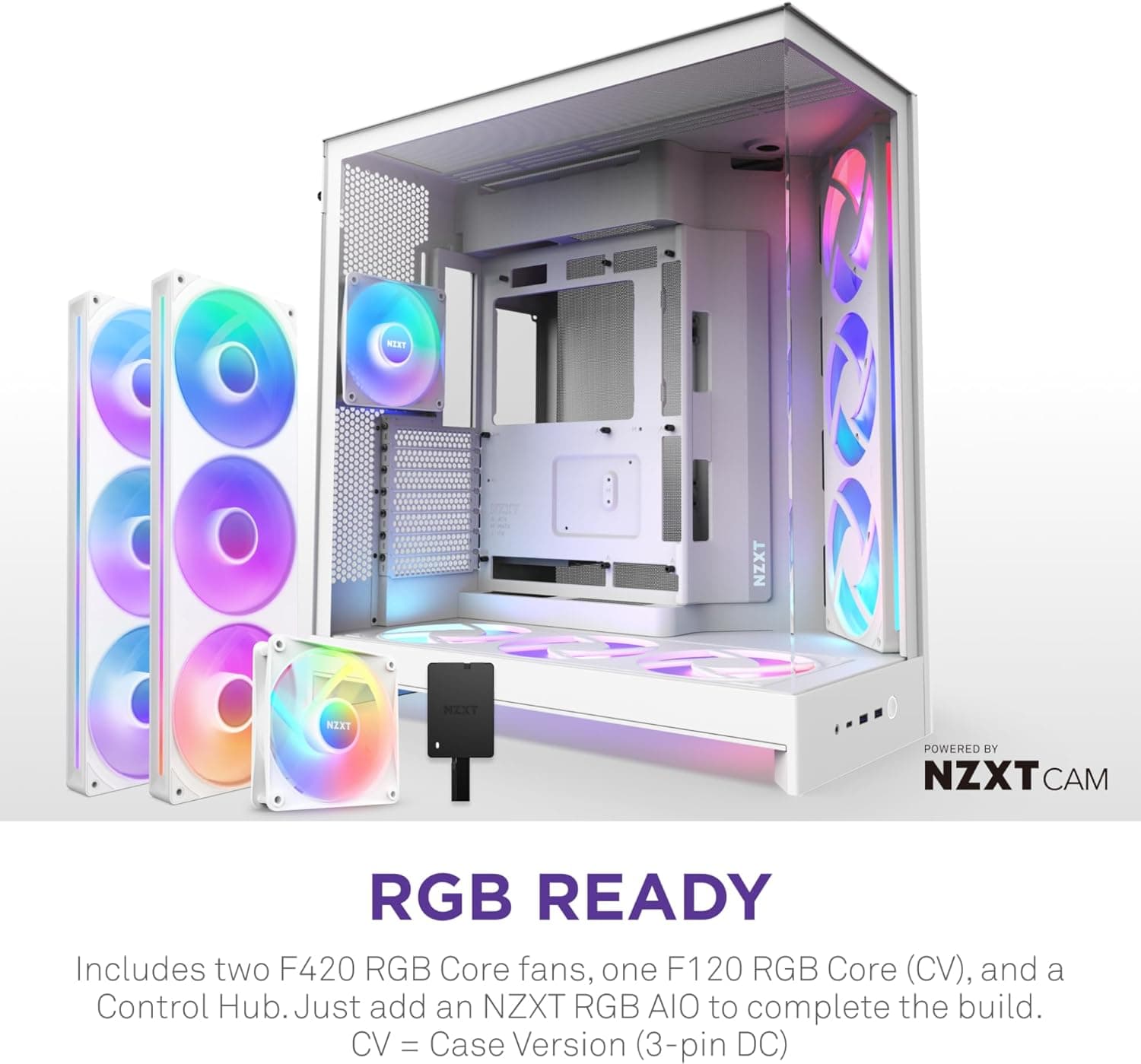 image-NZXT H9 Flow RGB+ (2025) – Large Dual-Chamber ATX Mid-Tower Airflow PC Case – Includes 7 RGB Fans