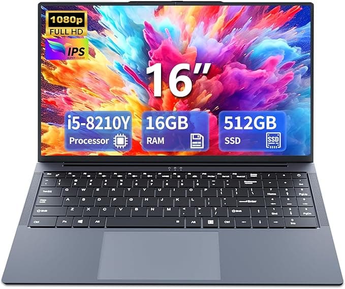 image-Gaming Laptop i5, 16 inch Laptops, Laptop Computer Up to 3.60GHZ,Traditional Laptops Computers for 16GB RAM 512GB SSD, Business Lap top Full HD 1920X1200 Display 180 Angle Opening WIFI 5 Lap top