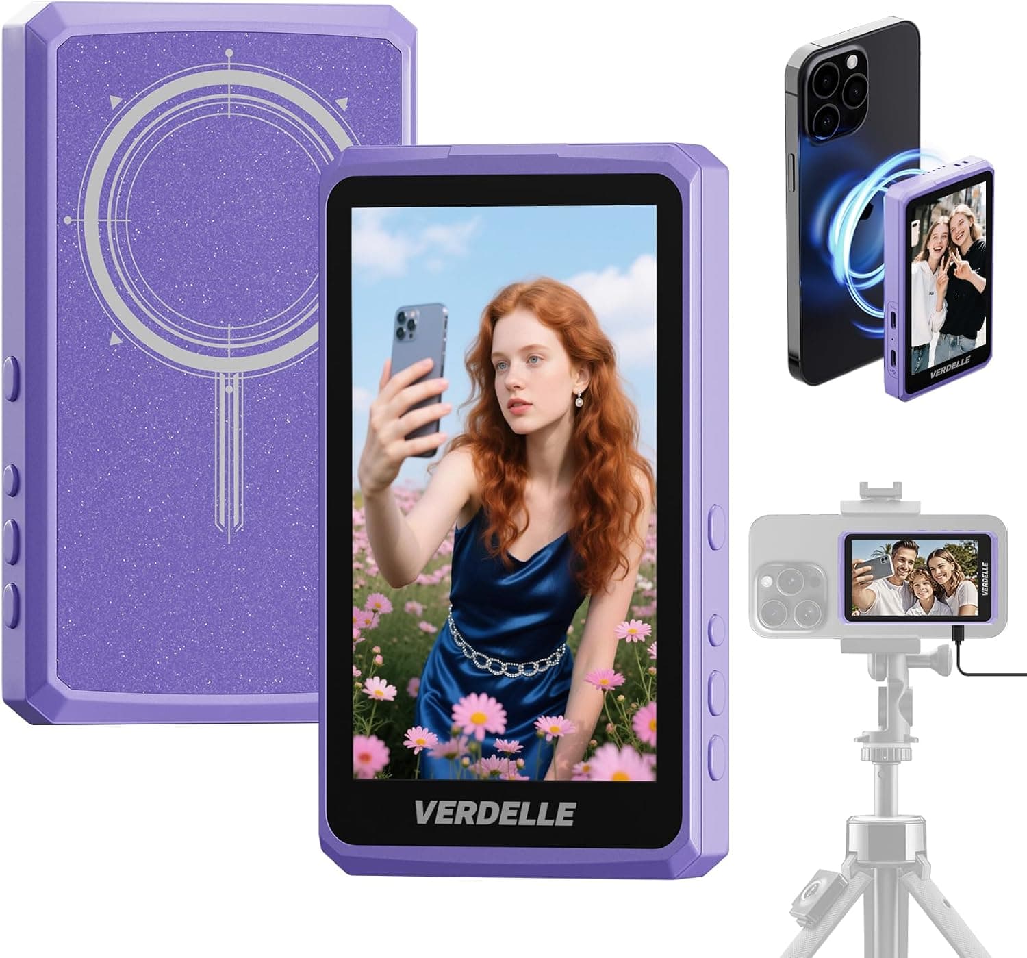 image-Vlog Selfie Monitor Screen for Phone, Wireless Magnetic Back Camera Monitor for iPhone Android