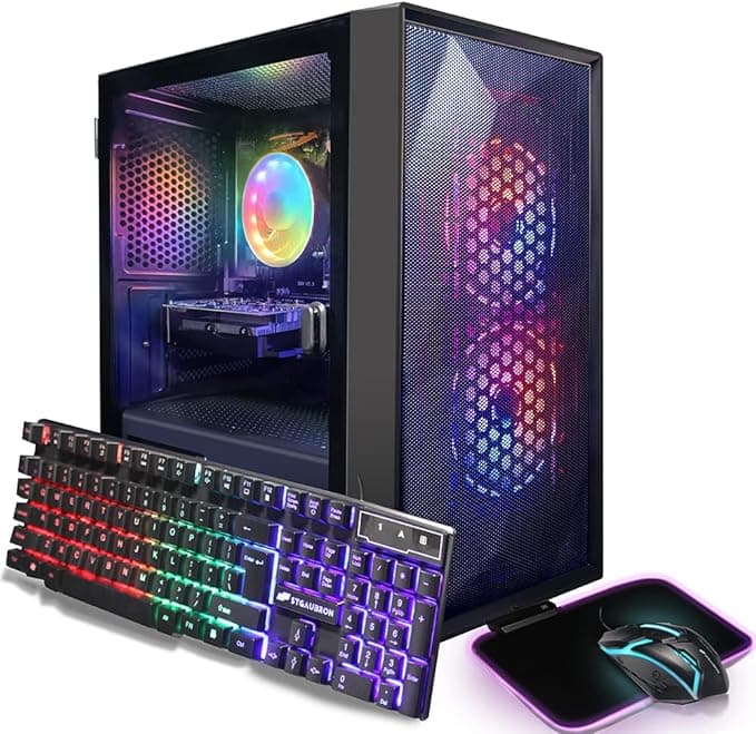 image-STGAubron Prebuilt Gaming PC Desktop, AMD Radeon RX 550 4G GDDR5, Intel Core I5 3.3Ghz up to 3.7Ghz, 16G Ram, 512G SSD, WiFi, BT 5.0, RGB Fan x 3, RGB Mouse Pad, Windows 10 Home
