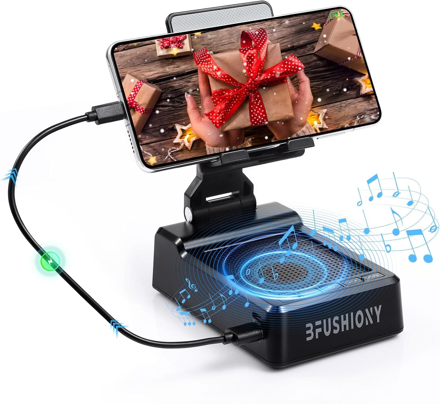 image-Phone Stand with Wireless Speaker and Charger for iPhone/Android/Tablet