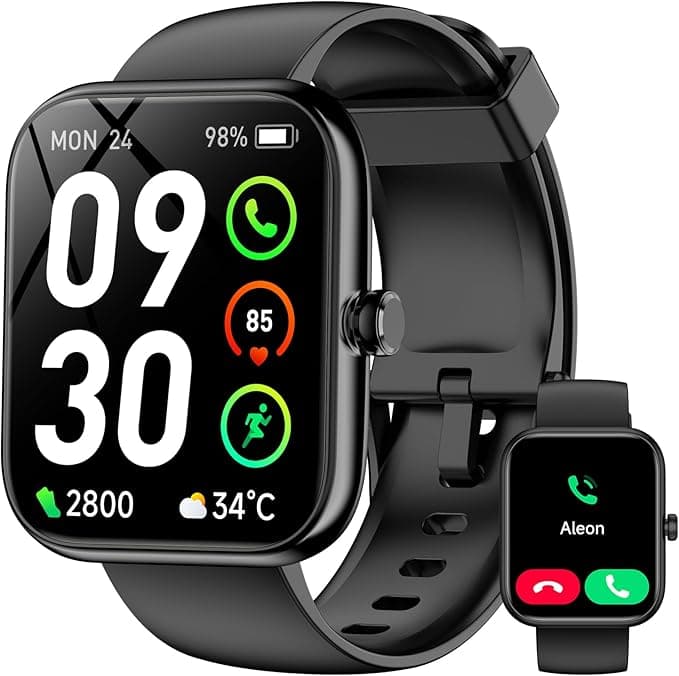 image-Smart Watch with Alexa Built-in, 1.83 HD Fitness Tracker with Bluetooth Calls/Messages, IP68 Waterproof, 120+Sports Modes, 24/7 Heart Rate/Sleep Fitness Watch Compatible with iOS/Android (Black)