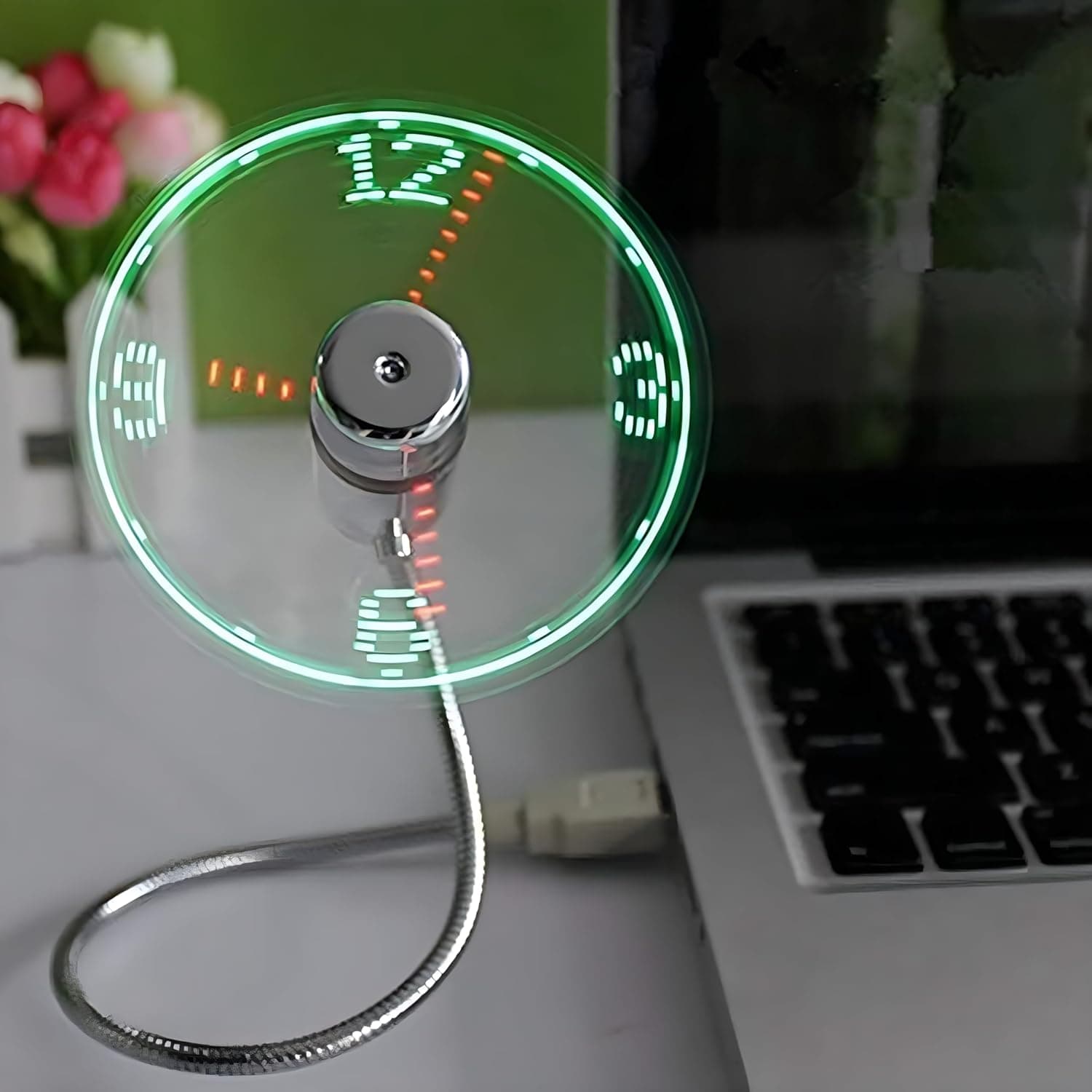 image-ONXE LED USB Clock Fan with Real Time Display Function.