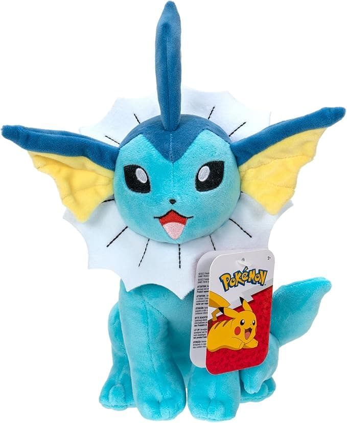 image-Pokémon 8-Inch Vaporeon Plush - Adorable, Ultra-Soft, Plush Toy, Perfect for Playing & Displaying - Gotta Catch ‘Em All