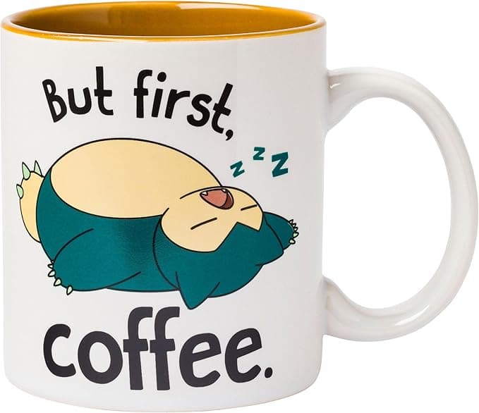 image-Silver Buffalo Pokemon Snorlax But First Coffee Ceramic Mug, 20 Ounces