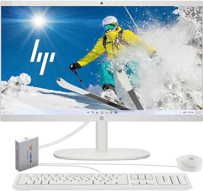 image-HP 2025 Latest 22 inch All-in-One Desktop Computer • 32GB RAM • 1TB PCIe SSD • FHD Display • Intel CPU • Microsoft Office Trial • USB-C • White KB & Mouse • WOWPC Recovery USB • Windows 11