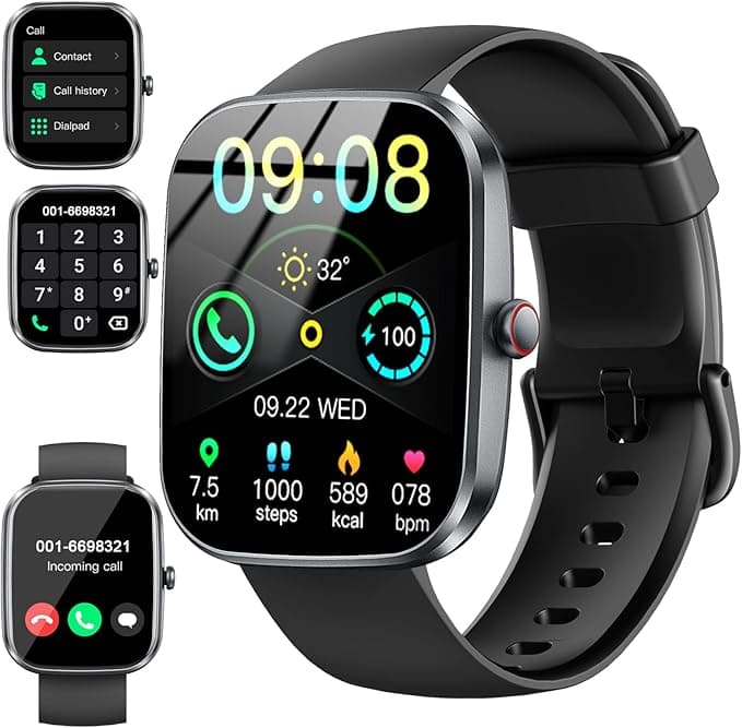 image-Smart Watch(Answer/Make Call), 1.91 Smartwatch for Men Women, 2025 Fitness Watch with 110+ Sport Modes, Fitness Activity Tracke with Pedometer/Sleep Monitor/Heart Rate/IP68 Waterproof,for Android iOS