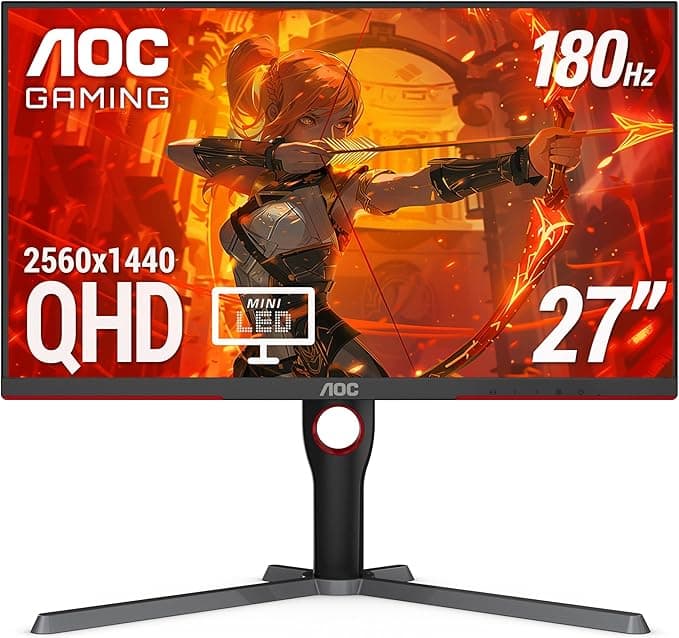 image-AOC Q27G3XMN 27 2K QHD Gaming Monitor, 2560x1440, Mini LED, 180Hz, HDMI 2.0 x 1, DisplayPort 1.4 x1, Adaptive Sync, Xbox/PS5/Switch Ready, 3-Year Zero-Bright-dot