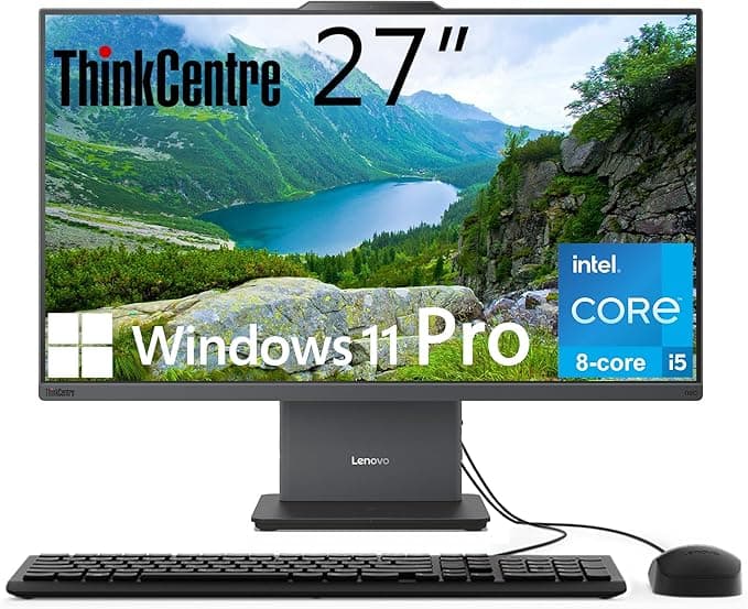 image-Lenovo ThinkCentre All-in-One Desktop Computer, 27 FHD IPS Display, 8-core Intel Core i5-13420H, 16GB DDR5, 512GB SSD, Wi-Fi 6, USB-C, HDMI in&Out, Wired KB&Mouse, Windows 11 Pro