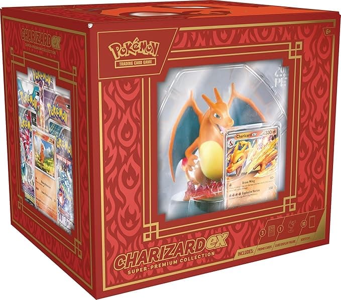 image-Pokémon TCG: Charizard ex Super-Premium Collection (3 Foil Promo Cards, 1 Card-Display Figure & 10 Booster Packs)