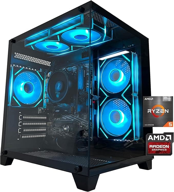 image-Gaming PC Desktop Computer AMD Ryzen 5 5600GT,16GB DDR4 3200MHz,1TB M.2 NVMe PCle4.0 Gen4,550W 80PLUS PSU,WiFi,Game Design Office Console,Sea View Room, Towers Prebuilt PC (Black)