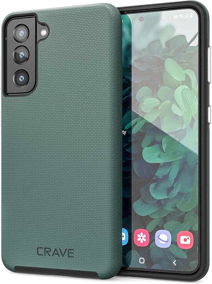 image-Crave Dual Guard for Galaxy S21 Case, Shockproof Protection Dual Layer Case for Samsung Galaxy S21, S21 5G (6.2 inch) - Forest Green