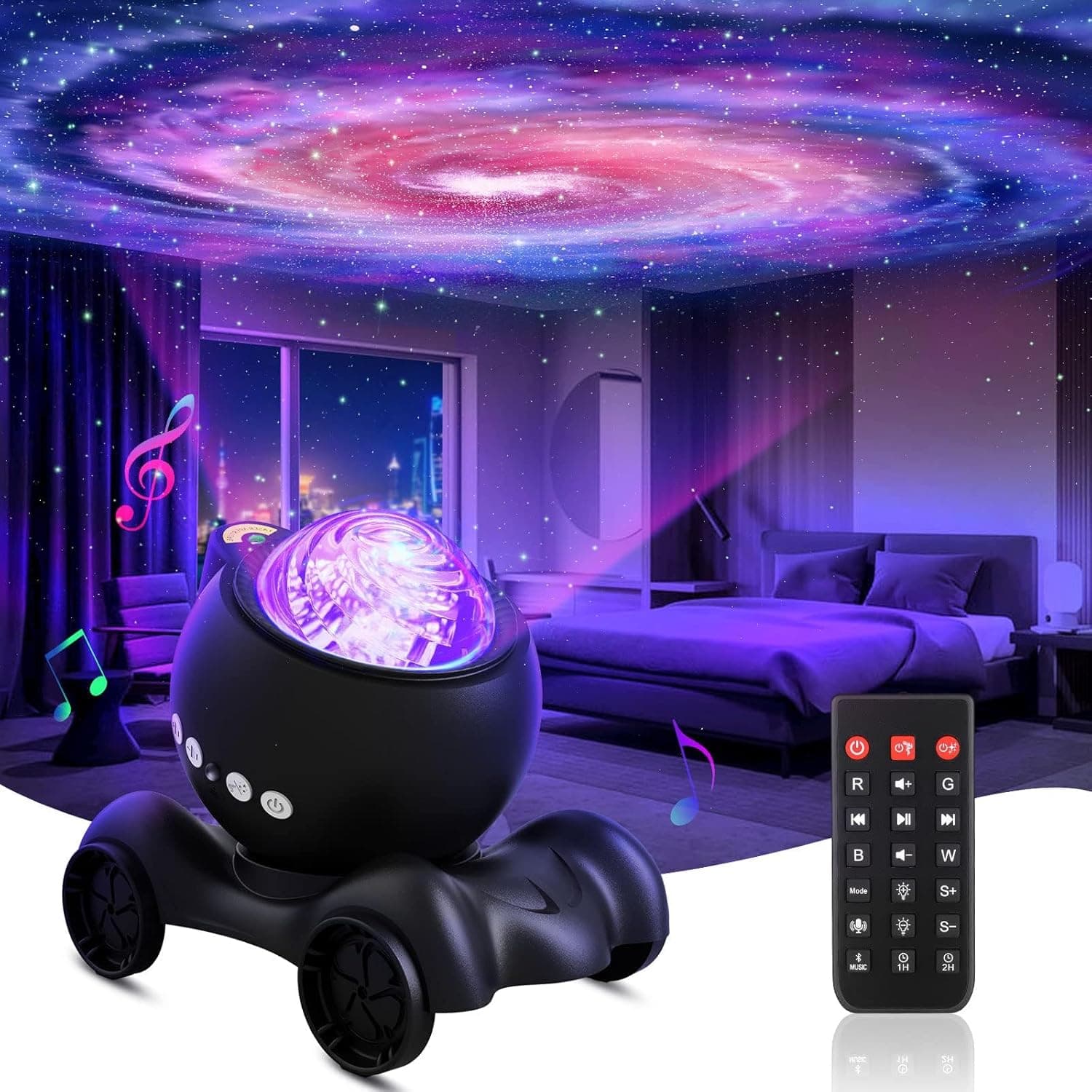 image-ENOKIK Galaxy Projector, Star Aurora Projector Built-in Bluetooth Speaker.