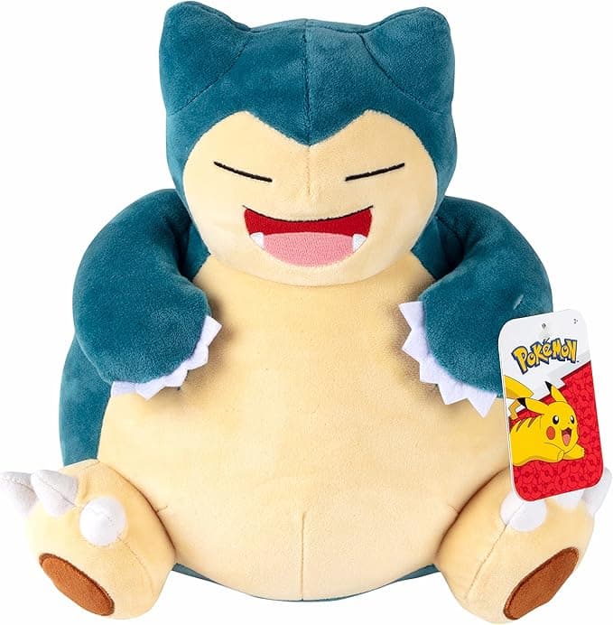 image-Pokemon 12 Large Snorlax Plush - Officially Licensed - Generation One - Authentic 12-inch Soft Stuffed Animal Toy Figure - Gift for Kids, Boys, Girls - 2+