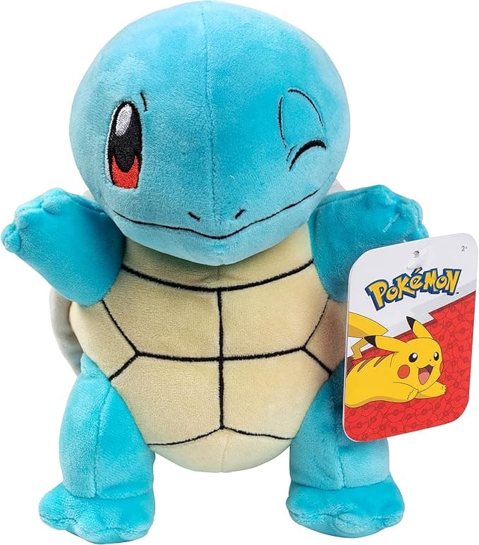 image-Pokemon 8 Squirtle Plush - Officially Licensed - Generation 1 Starter Figure - Authentic Soft Stuffed Animal Toy - Gift for Kids, Boys, Girls - 2+