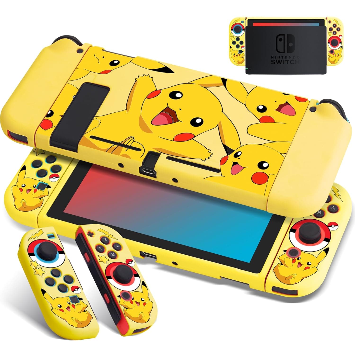 image-Xcitifun Protective Case Compatible with Nintendo Switch 2017 TPU Cases for Girls Boys Kids Cartoon Cute Kawaii Character Switch Shell Compatible with Nintendo Switch Controller Cover - Yellow Laugh