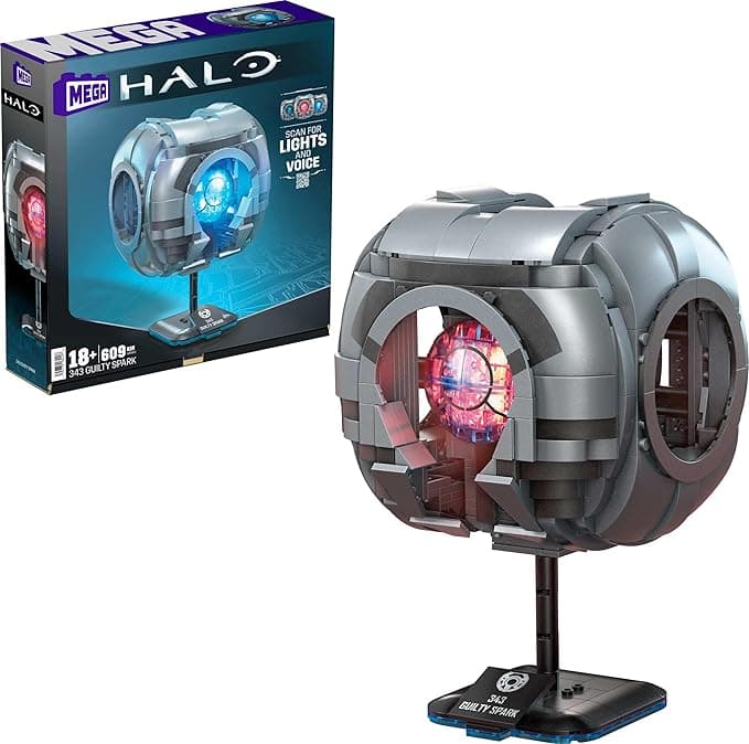 image-MEGA Halo Model Replica Building Toy, 343 Guilty Spark with 609 Pieces, Lights & Sounds, Build & Display Set for Collectors, Gift Ideas for Adults