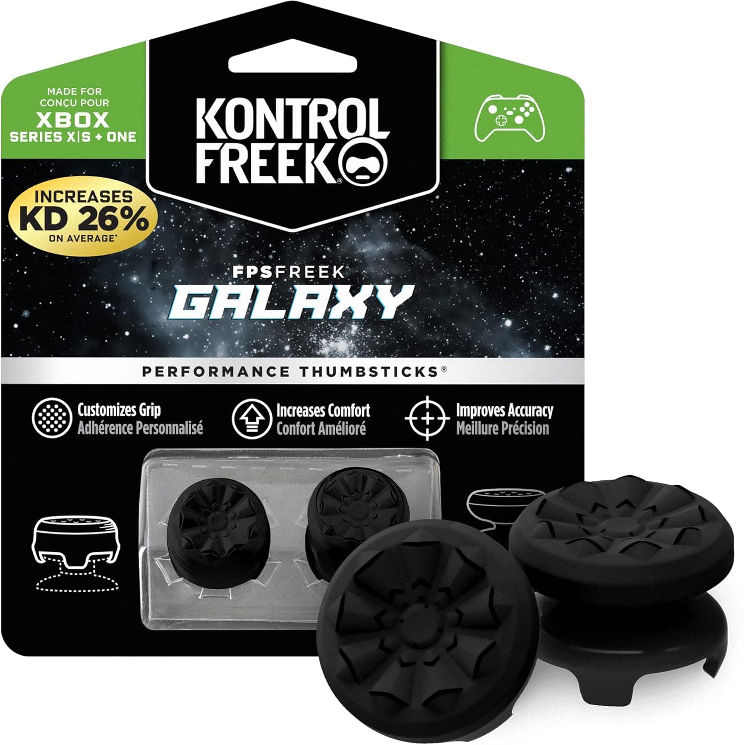 image-KontrolFreek FPS Freek Galaxy Black for Xbox One and Xbox Series X Controller | 2 Performance Thumbsticks | 1 High-Rise, 1 Mid-Rise | Black (Limited Edition)