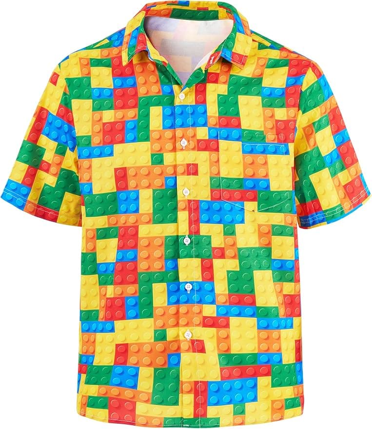 image-Geek Nerdy Funny Shirts for Men-Men's Novelty Printed Button Up Shirt Binary Code Shirt